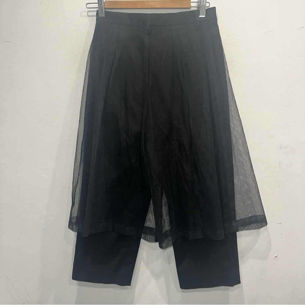 Noir Kei Ninomiya straight leg Black Tulle Overlay Cropped Pants XS Japan - Picture 4 of 6